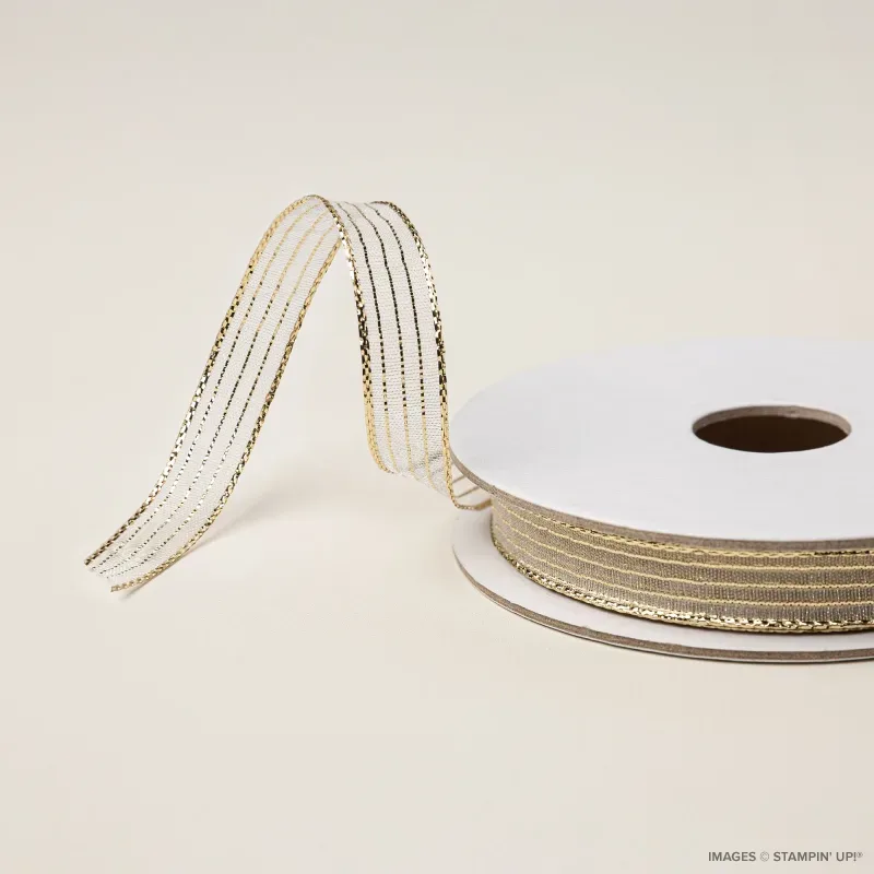Gold Striped 3/8" Mesh Ribbon