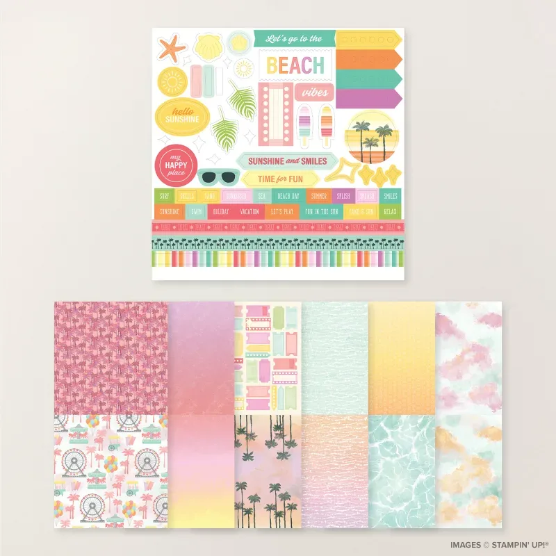 Beach Boardwalk Designer Series Paper & Sticker Sheet (English)