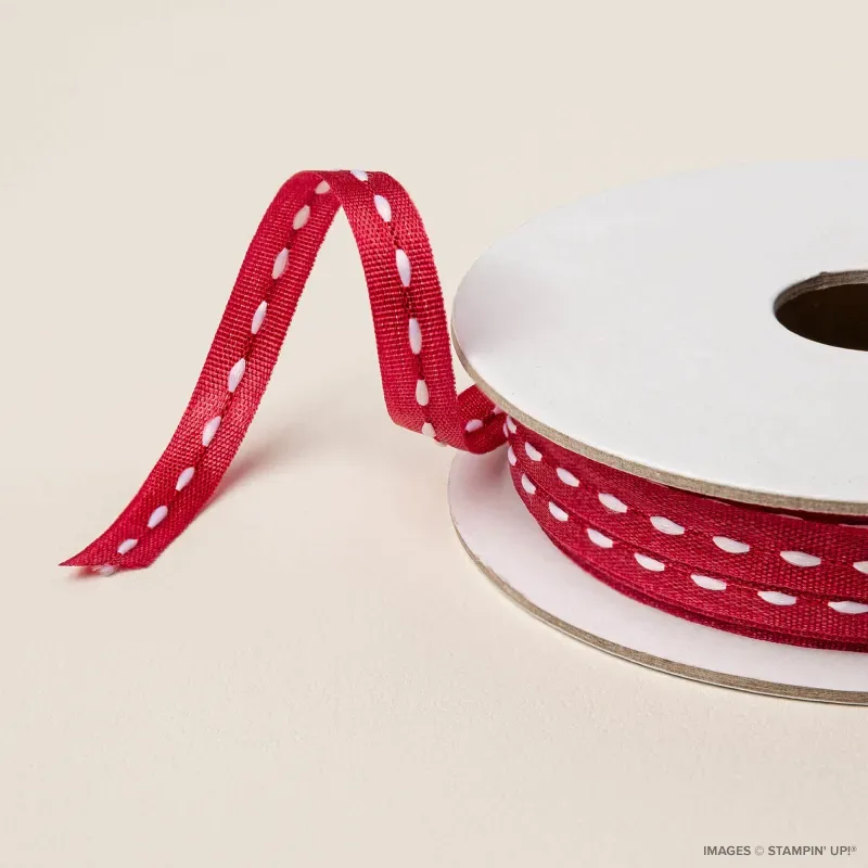 Real Red 1/4" Stitched Ribbon